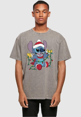 Maglietta 'Lilo And Stitch - Christmas Lights' di ABSOLUTE CULT in grigio: frontale