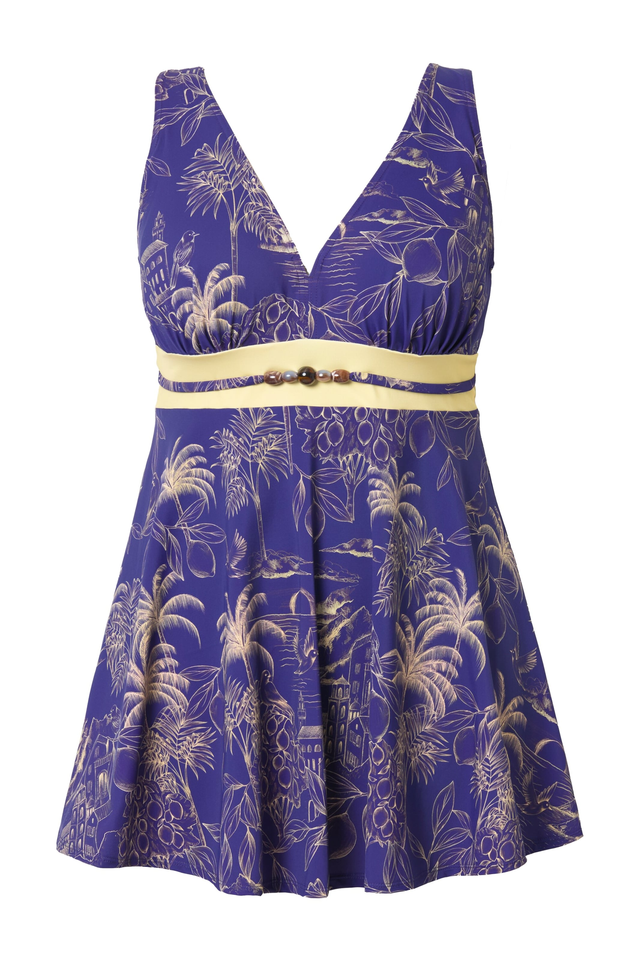 Ulla Popken Triangel Badpakjurk in Lila: voorkant