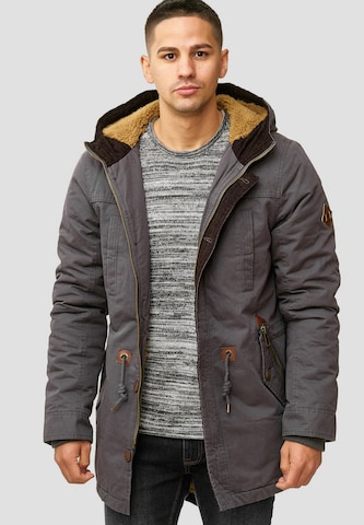 INDICODE JEANS Winterparka 'Barge' in Grijs: voorkant