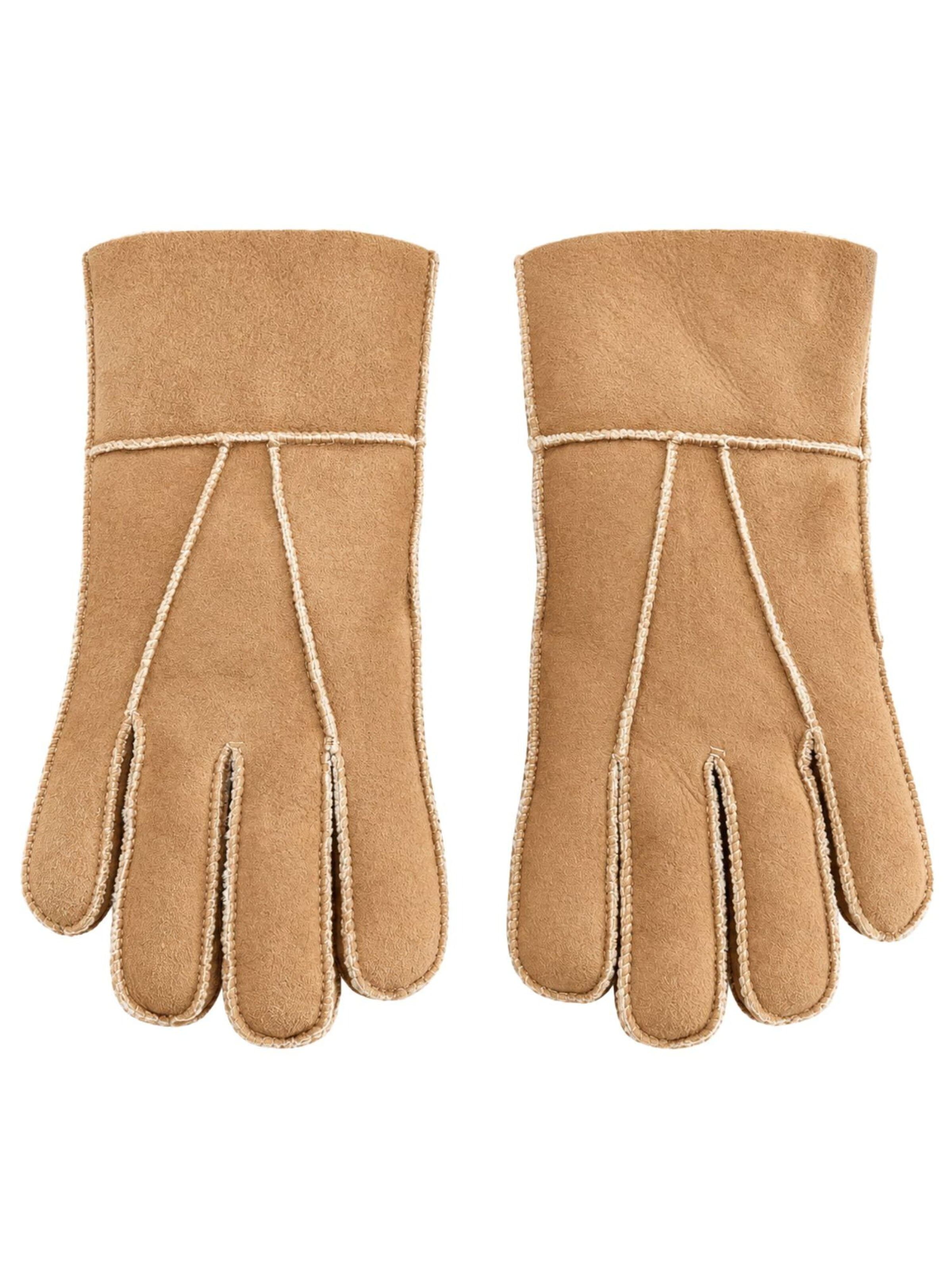 awoolco Full Finger Gloves in Brown: front