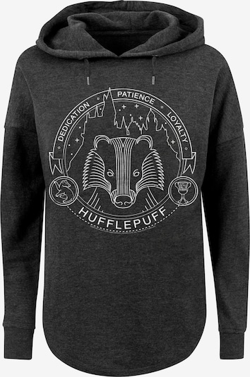 F4NT4STIC Sweat-shirt 'Harry Potter Hufflepuff Seal' en gris foncé / blanc, Vue avec produit
