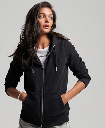 Superdry Zip-Up Hoodie in Black: front