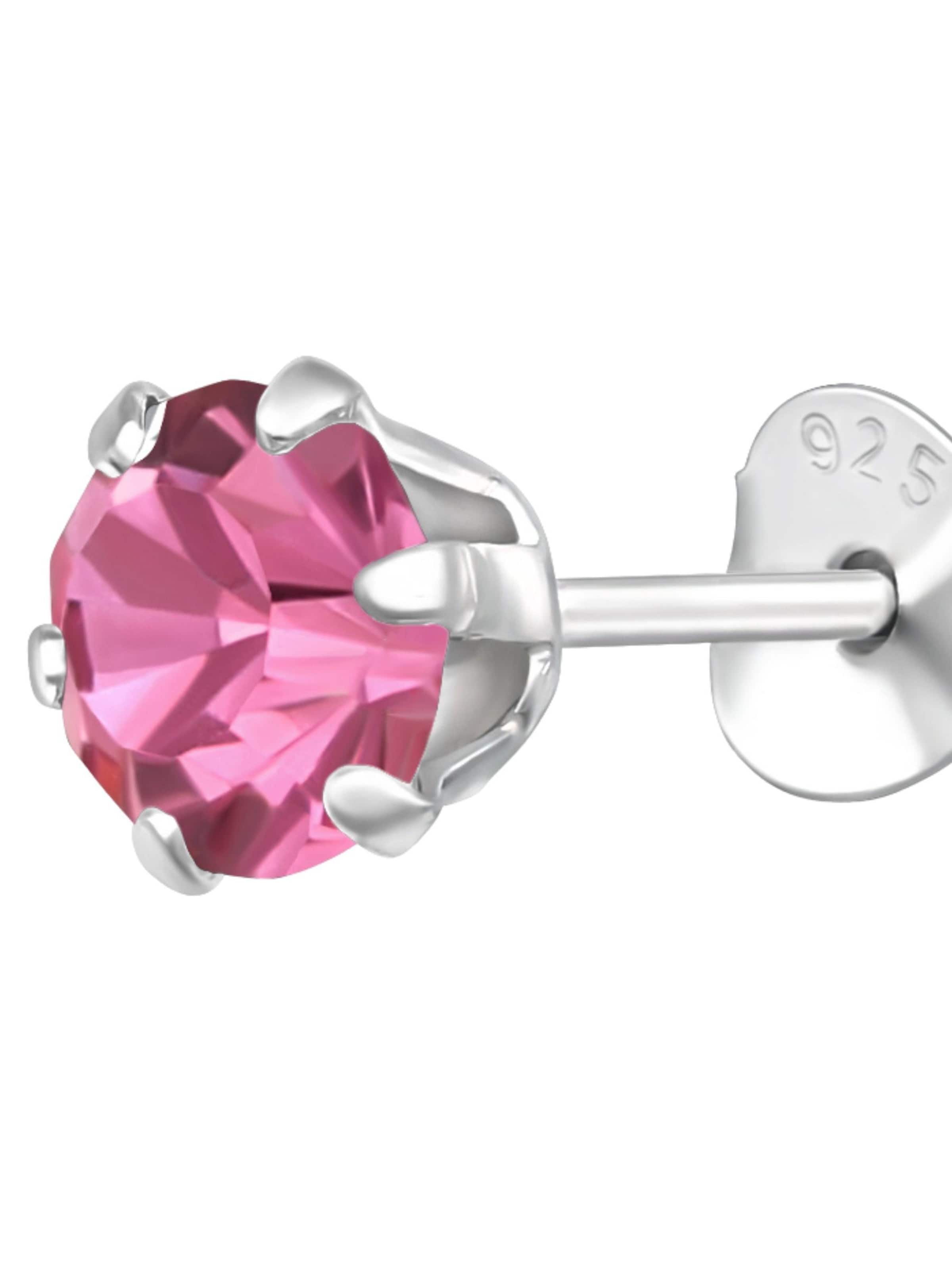 Boucles d'oreilles 'Silberne Runde 5 mm Ohrstecker mit Kristallen' Maxte en rose