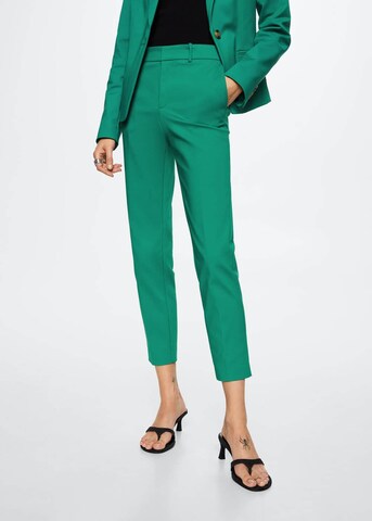 MANGO Regular Pleated Pants 'Cofi' in Green: front