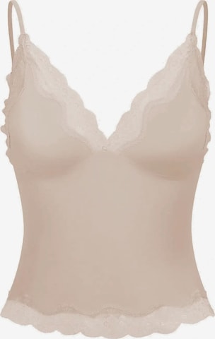 cfab Top 'Deep Neck Lace Top' in Beige: voorkant