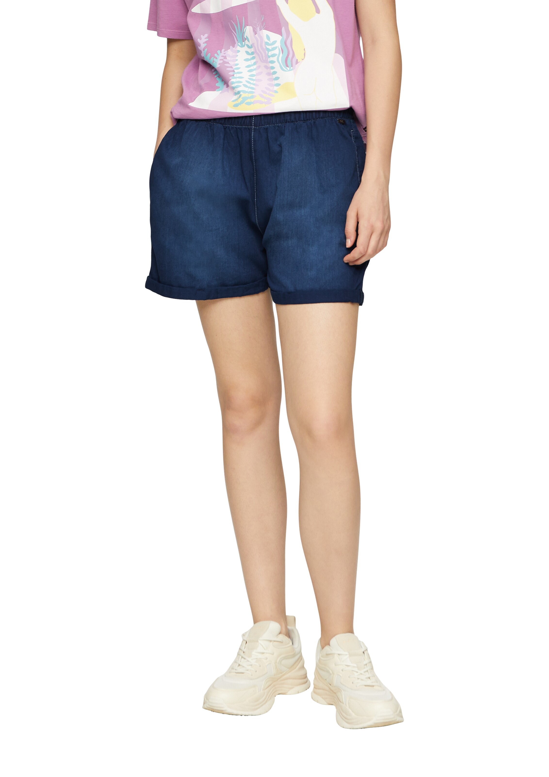 QS Wide leg Παντελόνι σε μπλε: μπροστά