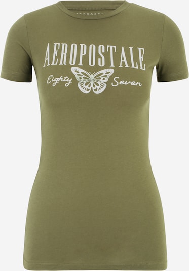 AÉROPOSTALE Shirt in de kleur Kaki / Wit, Productweergave