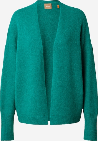 BOSS Orange Knit cardigan 'Falescana' in Green: front