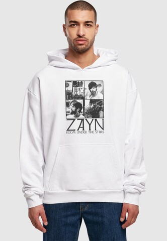 Sweat-shirt 'Zayn - Quad Collage' Merchcode en blanc : devant