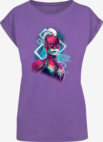 ABSOLUTE CULT Shirt 'Captain Marvel - Neon Warrior' in Lila: voorkant