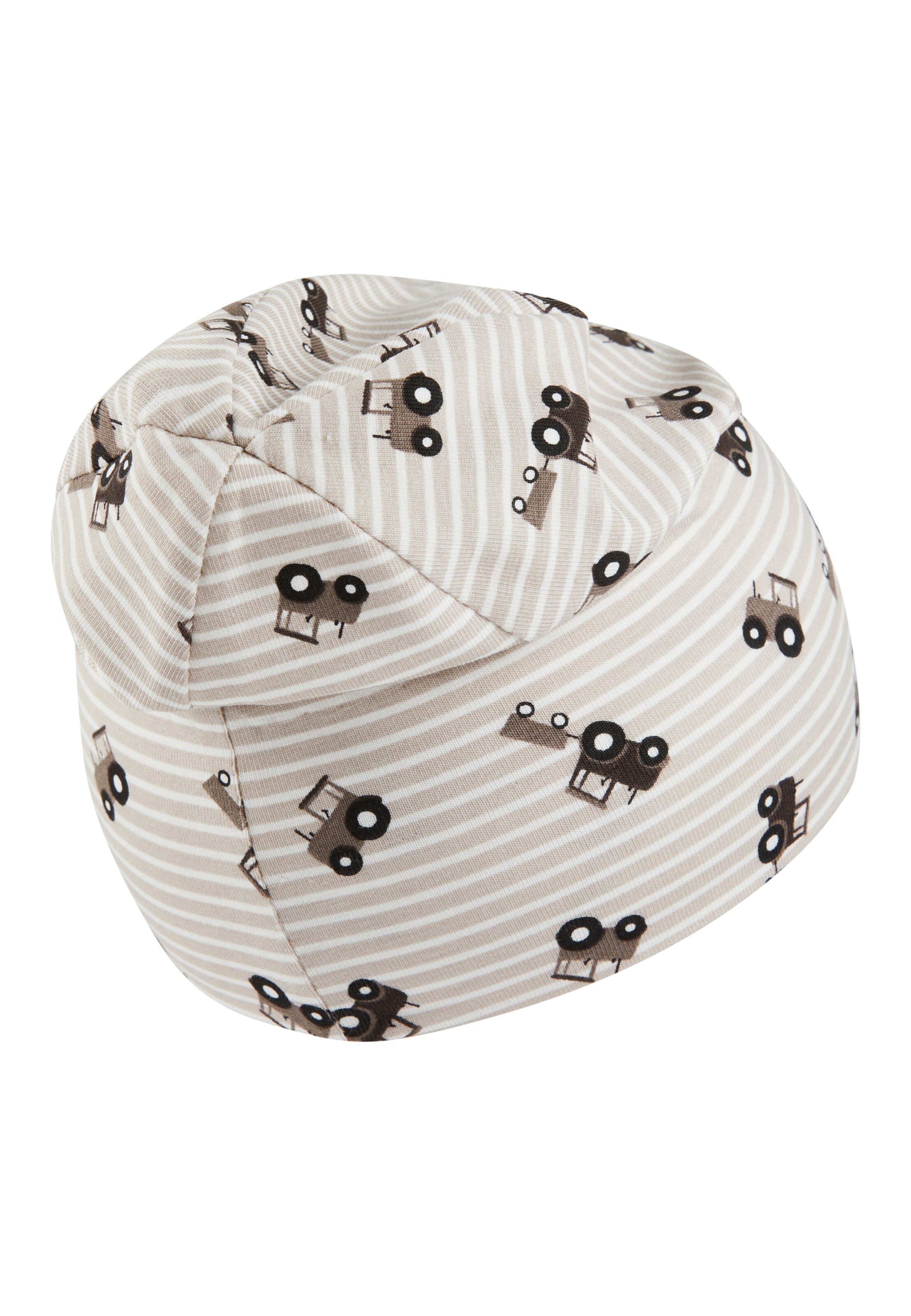 STERNTALER Beanie 'Traktoren' in Beige