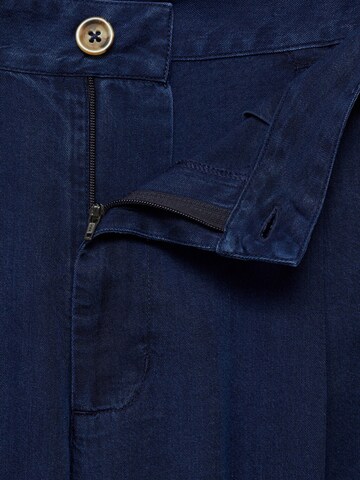 MANGO Wide leg Bandplooibroek 'CRETA' in Blauw
