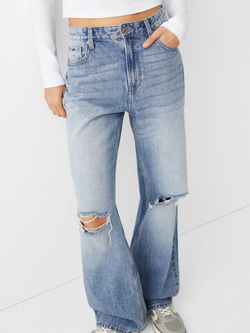 Wide leg Jeans de la Bershka pe albastru