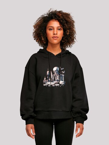 Sweat-shirt 'Skelett Liebesbrief Valentinstag' F4NT4STIC en noir : devant