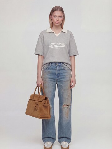 T-shirt 'Jacquard Knitted Polo Grey' Mansour en gris : devant