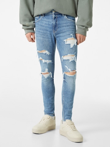 Bershka Skinny Fit Дънки в синьо: отпред