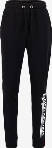 ALPHA INDUSTRIES Tapered Trousers in Black: front