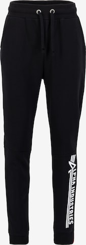 ALPHA INDUSTRIES Tapered Broek in Zwart: voorkant