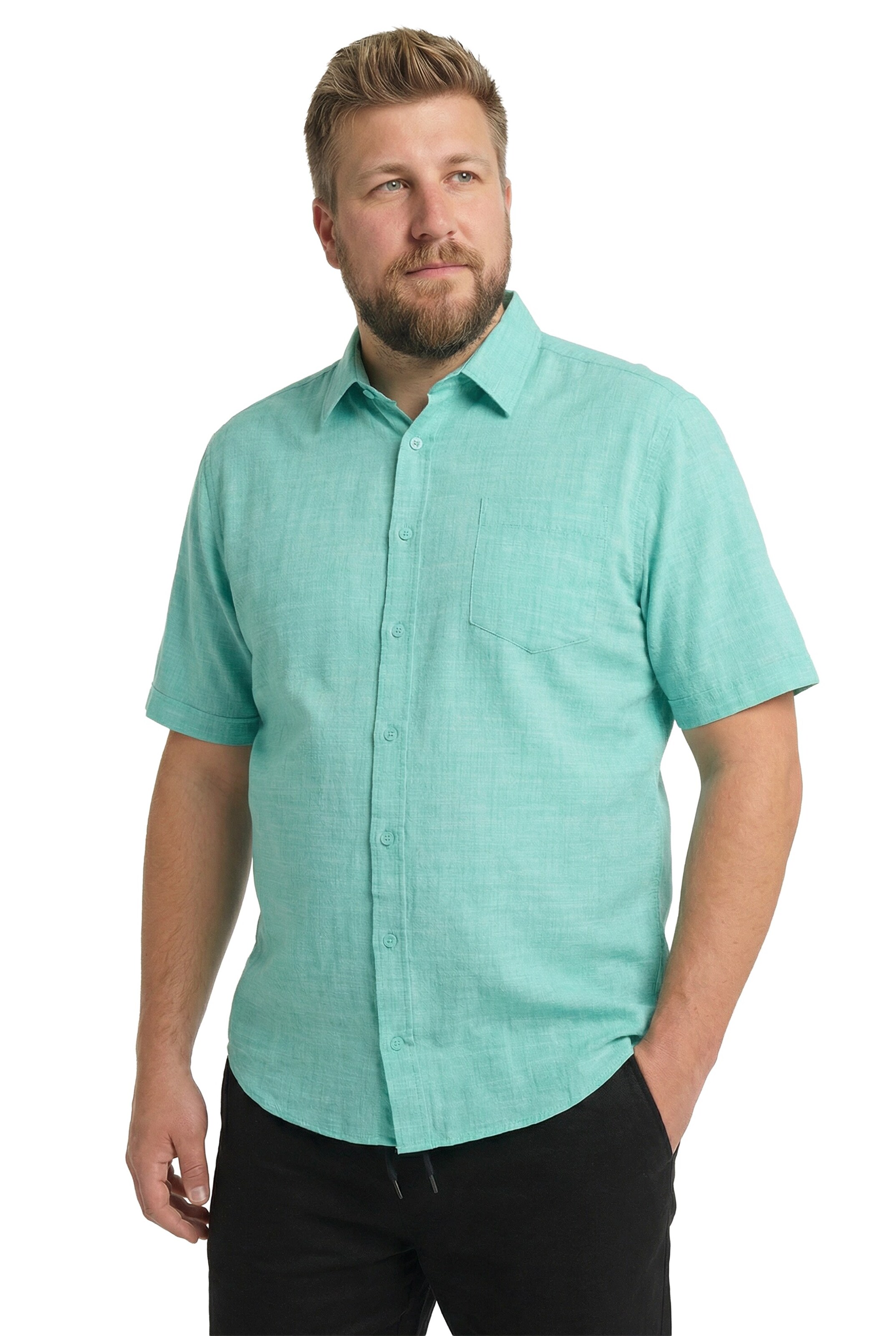 Men Plus Comfort Fit Hemd in Grün: Vorderseite