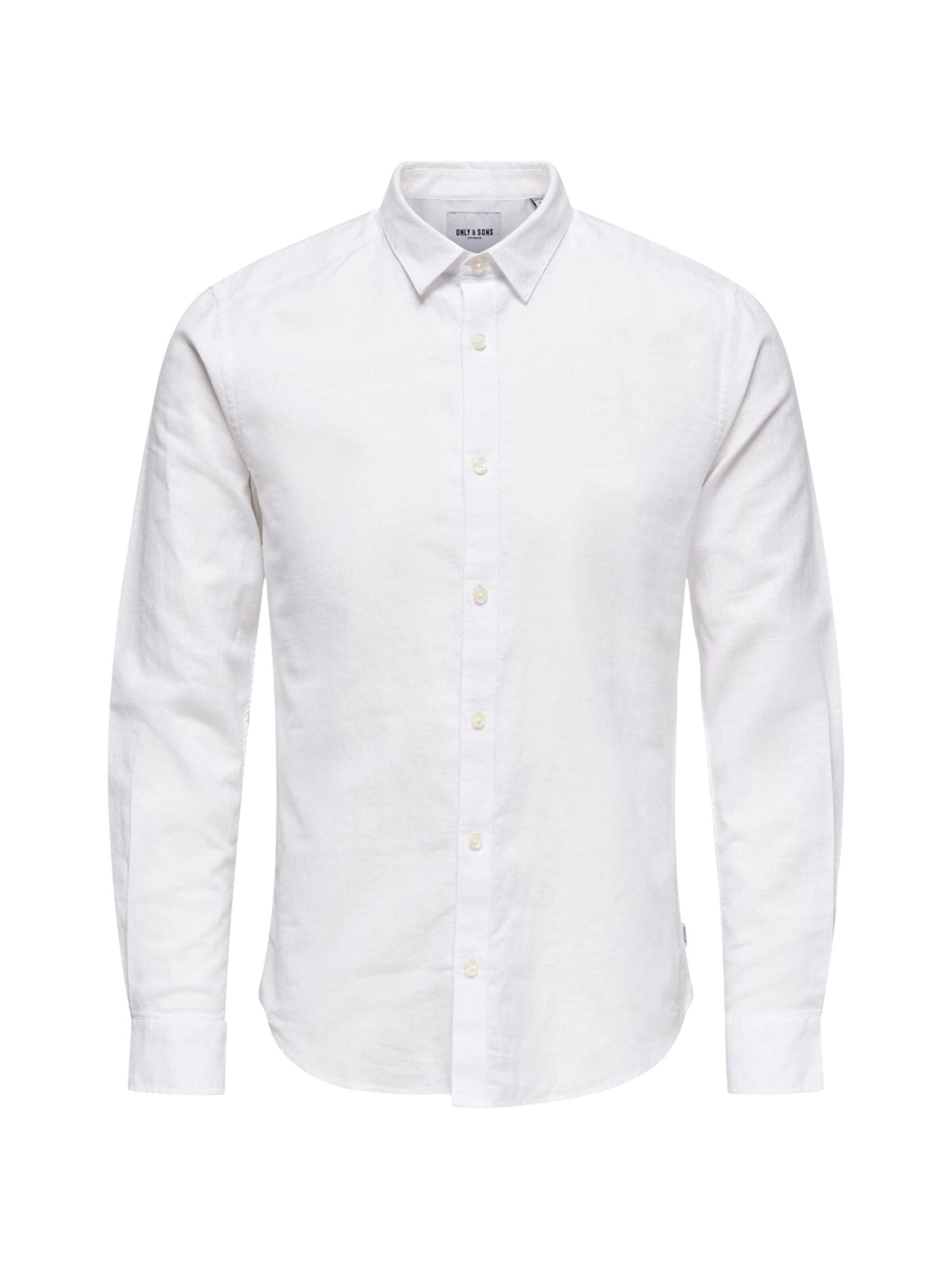 Only & Sons Paita 'ONLY & SONS ONSCAIDEN LIFE LS SOLID LINEN BLEND NOOS CAMICIA' värissä valkoinen: etupuoli
