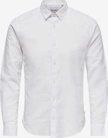 Only & Sons Paita 'ONLY & SONS ONSCAIDEN LIFE LS SOLID LINEN BLEND NOOS CAMICIA' värissä valkoinen: etupuoli