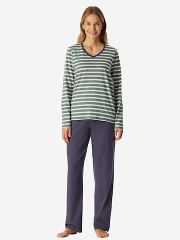 SCHIESSER Pyjama 'Casual Essentials' in Grün: Vorderseite