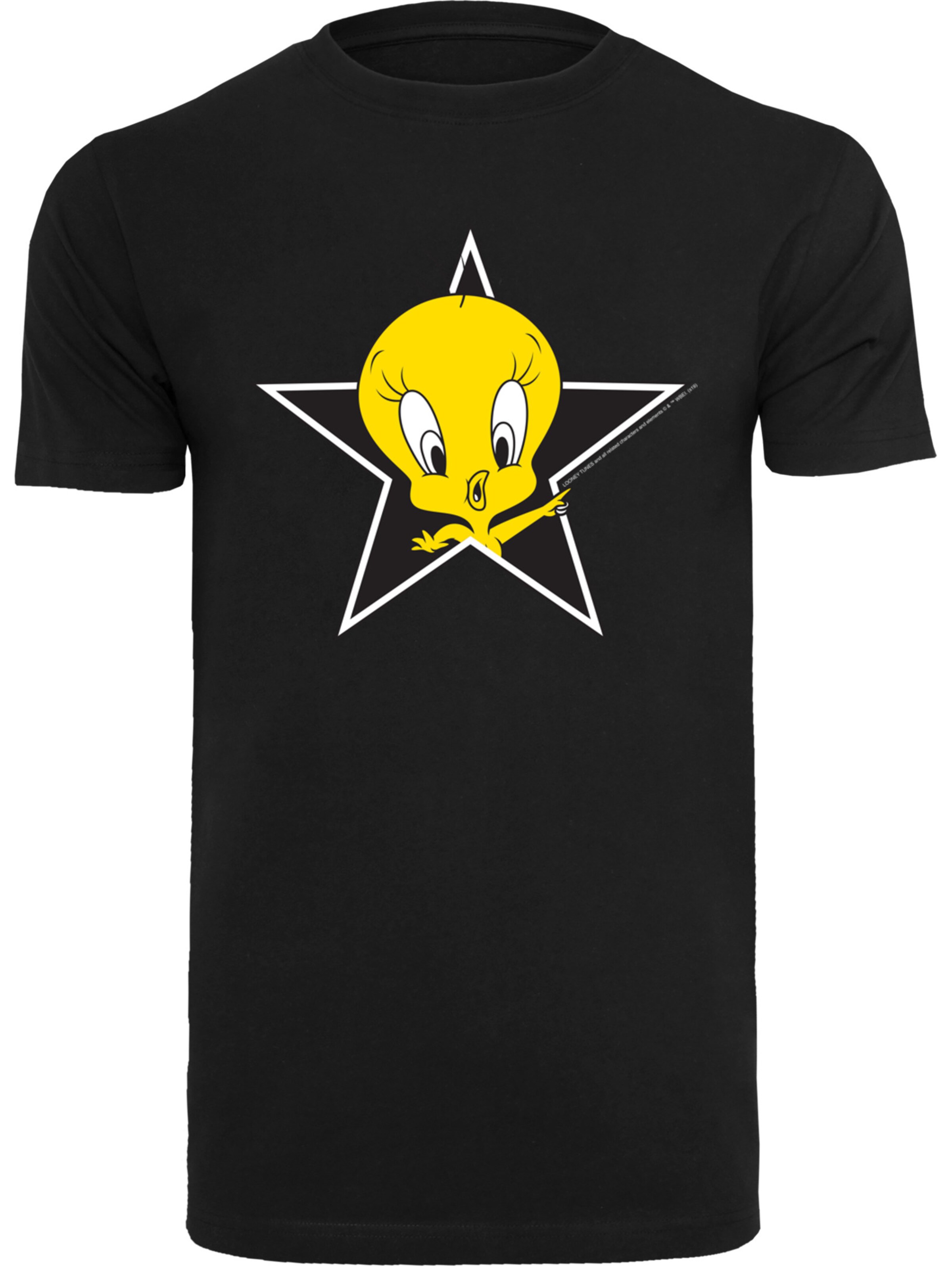F4NT4STIC Shirt 'Looney Tunes Tweety Pie Star' in Zwart: voorkant
