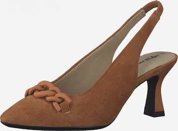 TAMARIS Дамски обувки на ток с отворена пета в кафяво: отпред