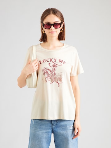 Tricou 'COWGIRL' de la GUESS pe bej: față