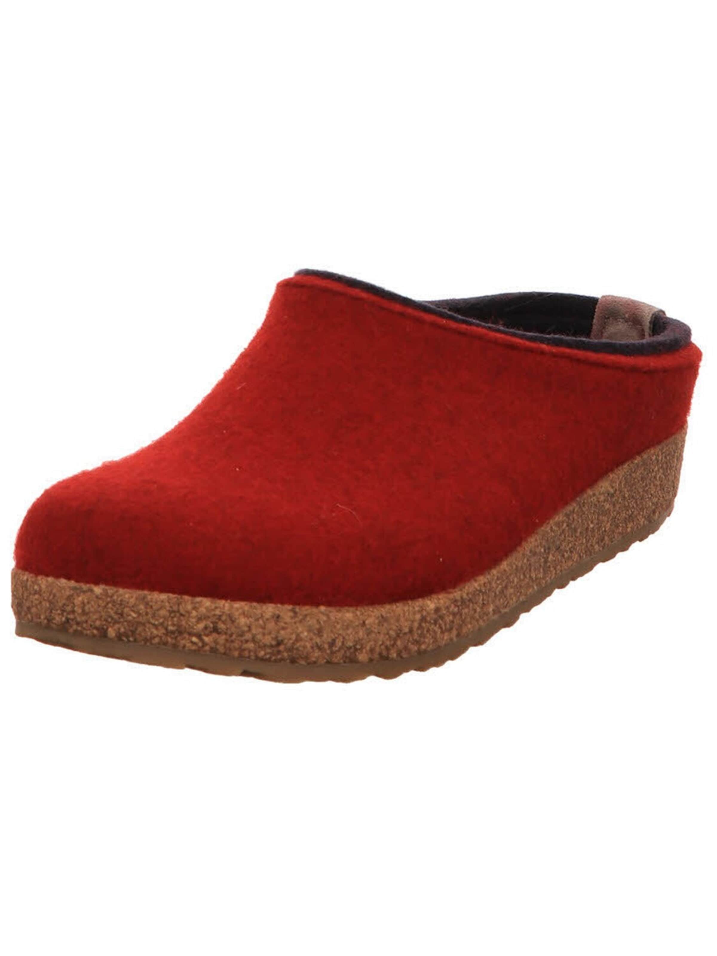 HAFLINGER - Zapatillas de casa 'Hausschuh Damen 711056 42 Filz in schwarz' en rojo: frente