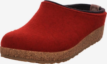 HAFLINGER Hausschuh 'Hausschuh Damen 711056 42 Filz in schwarz' in Rot: Vorderseite