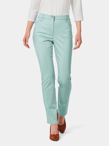 Coupe slim Pantalon 'Carla' Goldner en vert : devant