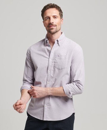 Superdry Regular fit Button Up Shirt in Purple: front