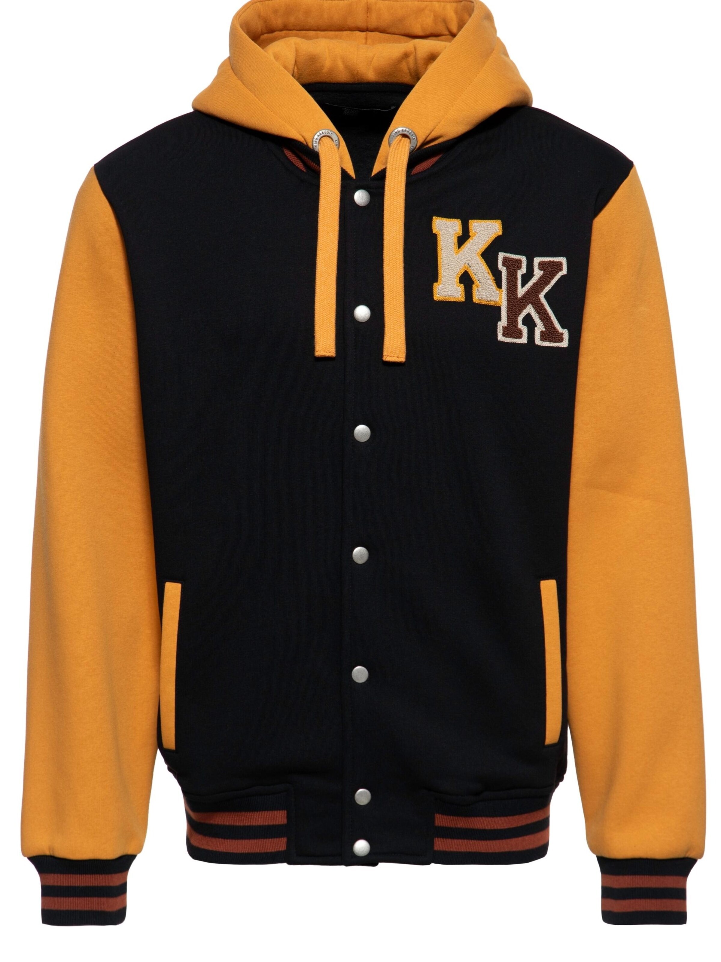King Kerosin Zip-Up Hoodie 'Natural Born Badass' in Black: front