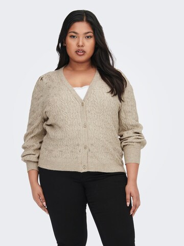 ONLY Carmakoma Knit Cardigan 'Fia Katia' in Brown: front