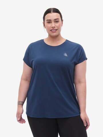 Active by Zizzi Shirt 'Abasic' in Blauw: voorkant