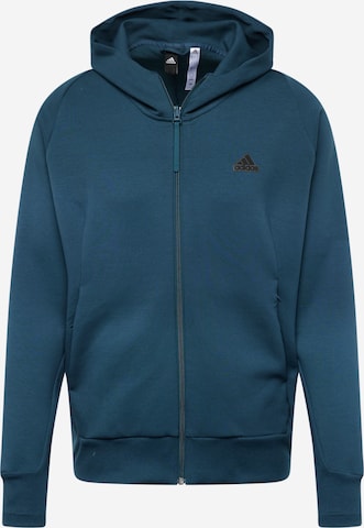 ADIDAS SPORTSWEAR Athletic Zip-Up Hoodie 'Z.N.E. Premium' in Blue: front