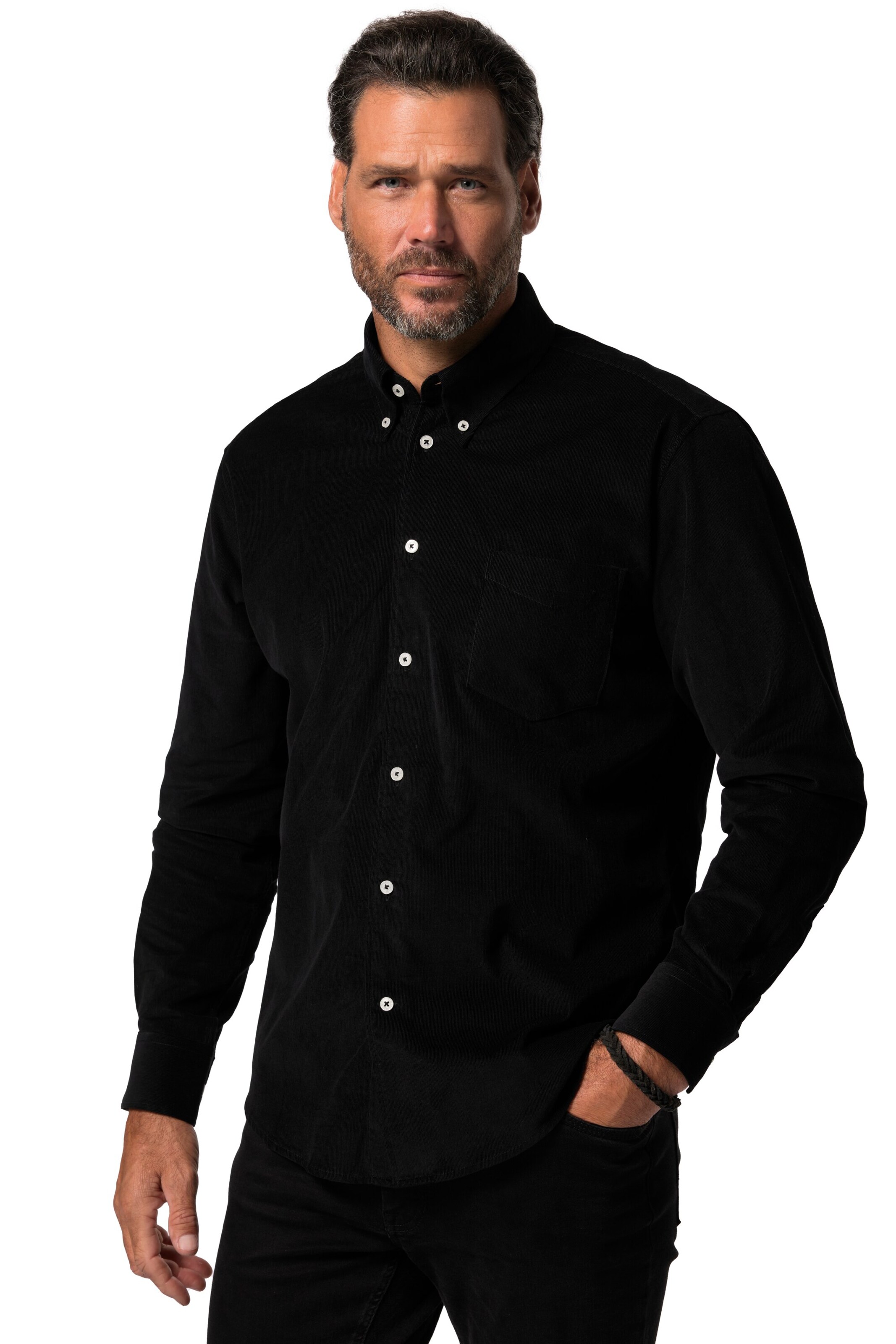 JP1880 Regular fit Button Up Shirt in Black: front