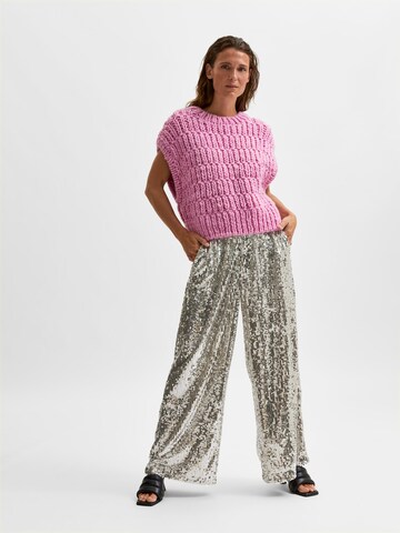 Wide leg Pantaloni 'Selene' de la SELECTED FEMME pe argintiu