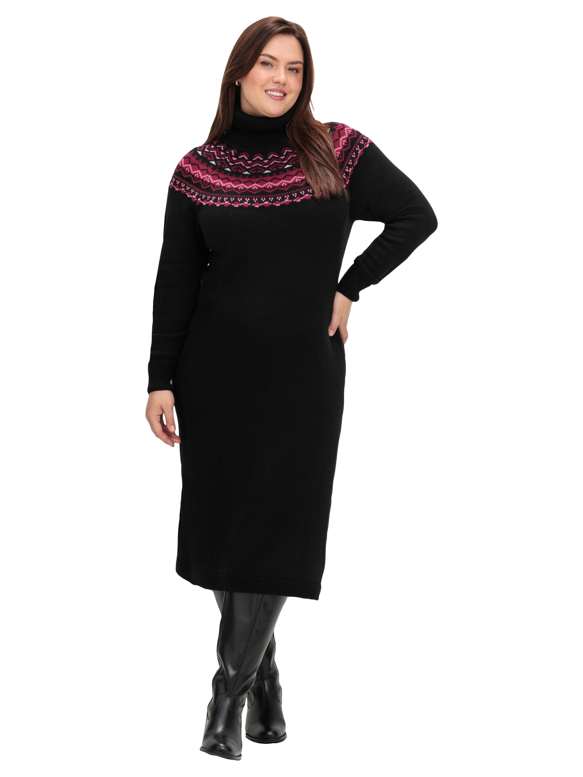 SHEEGO Strickkleid in Schwarz