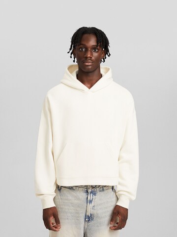 Sweat-shirt Bershka en blanc : devant