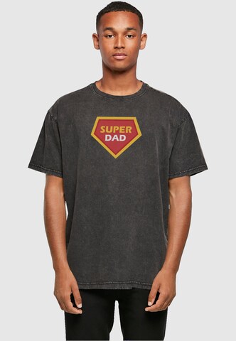 Merchcode Shirt 'Fathers Day - Super Dad' in Zwart: voorkant
