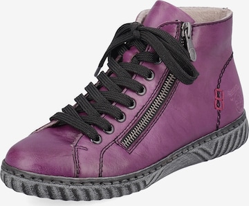 Rieker Lace-Up Ankle Boots in Purple: front