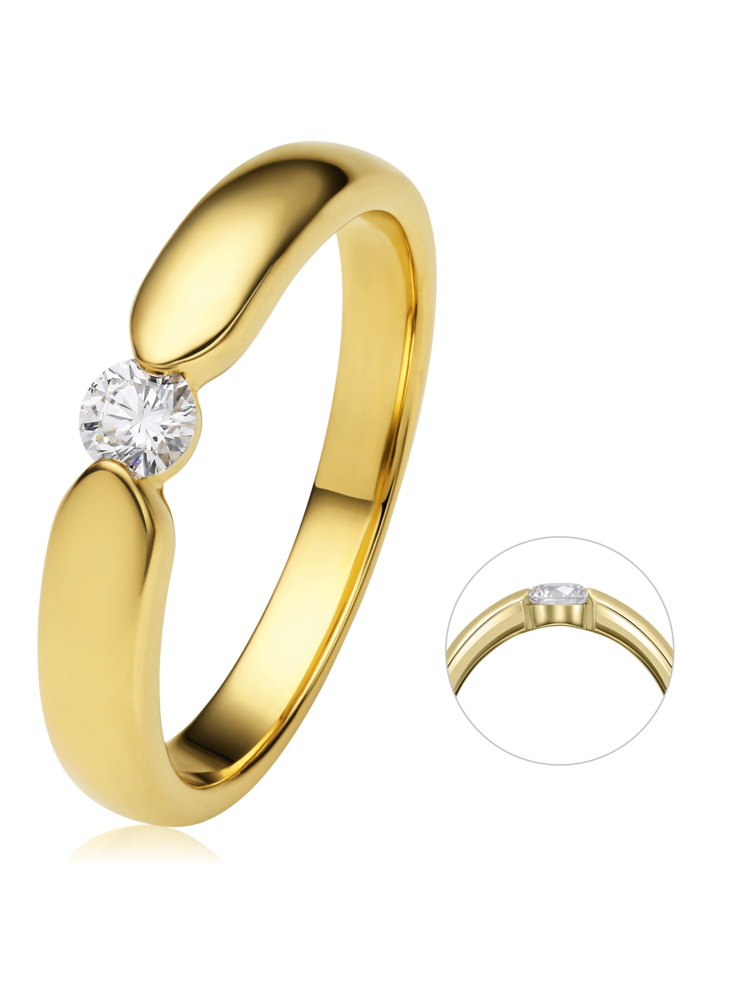 ONE ELEMENT Ring 'Spannfassung' in Gold: Vorderseite
