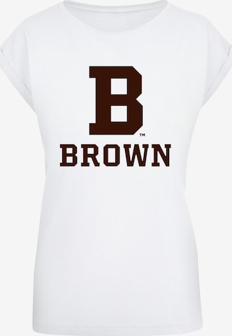 Merchcode T-Shirt 'Brown University - B Initial' in Weiß: predná strana