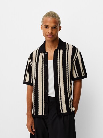 Bershka Comfort fit Button Up Shirt in Beige: front