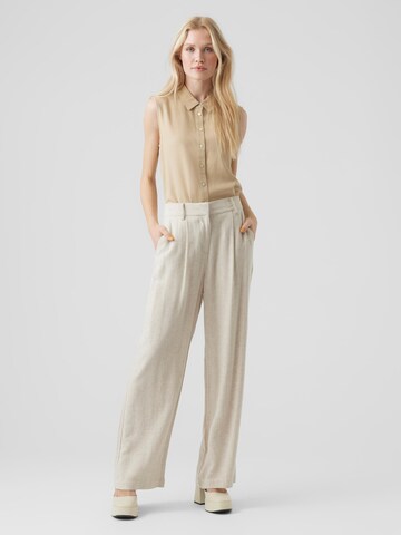 VERO MODA Wide leg Trousers 'Vertira' in Beige