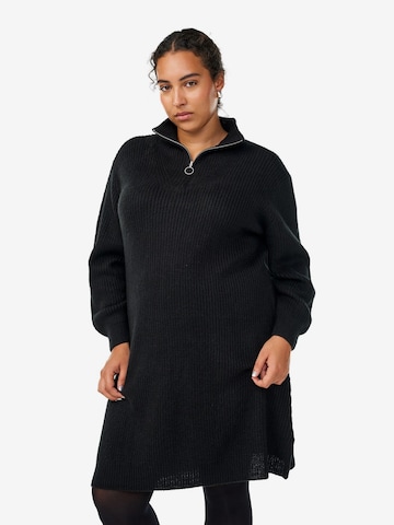 Flash by ZizziPletena haljina 'Fllora' - crna boja: prednji dio