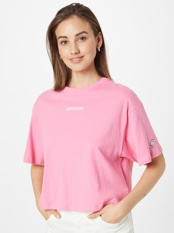 Superdry Shirt 'Code Micro' in Roze: voorkant