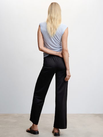 MANGO Szeroka nogawka Spodnie 'CINTITA' w kolorze czarny